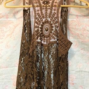 Brown crochet vest